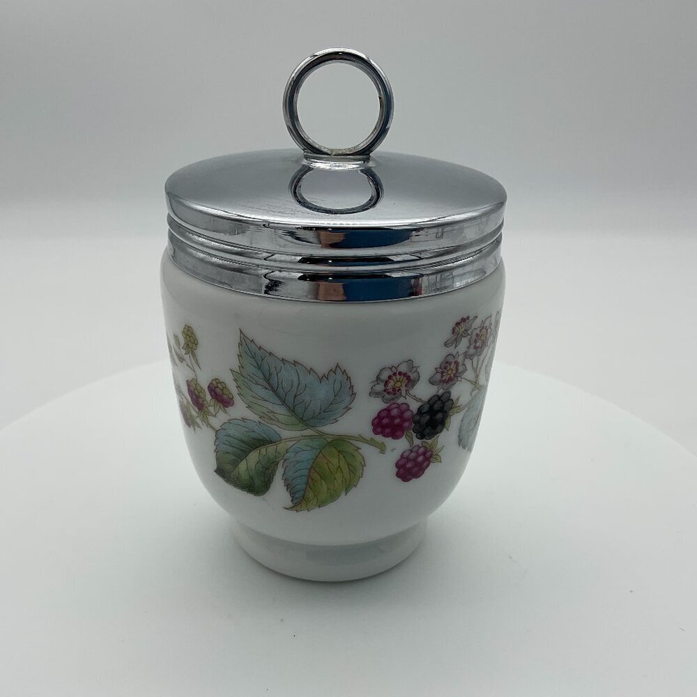 Royal Worcester White Lavinia Pattern Vintage Bone China Egg Coddler & Lid
